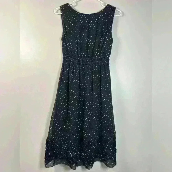 Max Studio Sheer Sleeveless V-Neck Black With White Polka Dots Dress Size Small - Picture 8 of 16